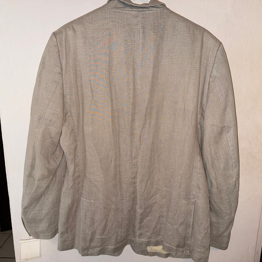 Calvin Klein 100% Linen Blazer 44R Khaki Lightweight Jacket - Picture 3 of 9